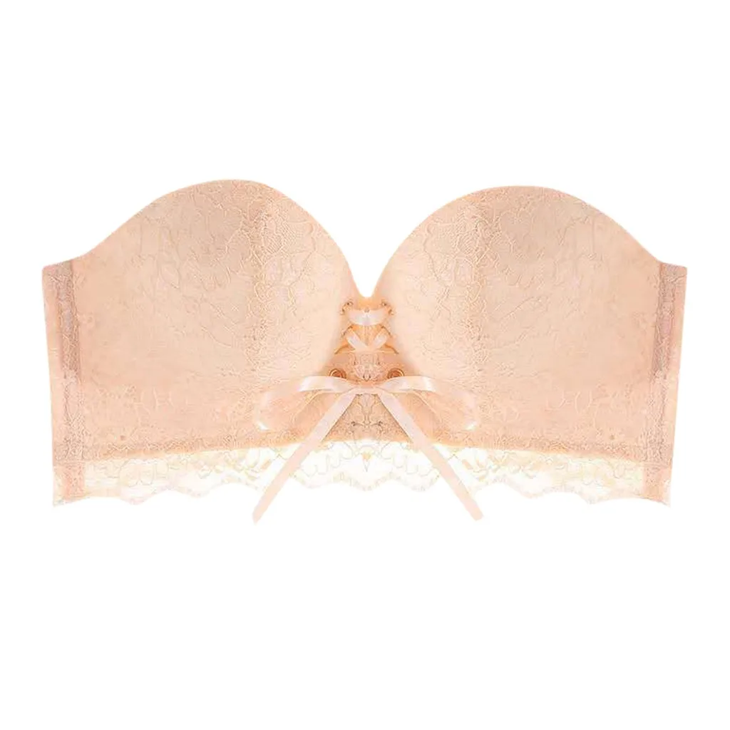 Coulisse Antiscivolo Reggiseno Push-Up In Pizzo Senza Spalline Con Coulisse A Fascia Bondage Costum Donna Mutande Trasgenitori Donne Muslimate