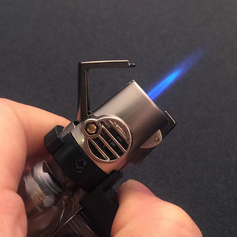 BBQ Lighter Windproof Jet Flame Butane Gas Refillable Lighter BBQ Flame Ignition Tools with Keychain for Easy Portability