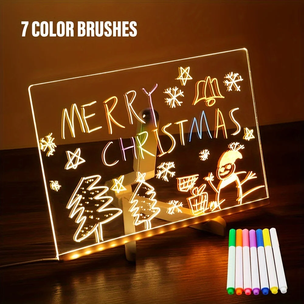 LED light up acrylic message board Erasable USB Children's Drawing Board CIY for Birthday Gifts Bar Advertising Boards 5