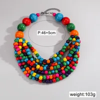 Bijoux Africains Tendance 2025 : Collier Multicouche Fait Main en Bois et Perles Style Bohème Ethnique pour Femme, Accessoire de Fête 4