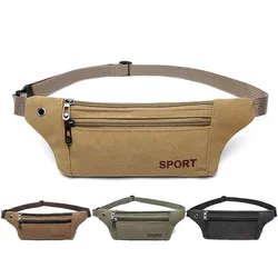 Fashion Men Casual Durable Fanny Waist Pack Male Waist Bags Belt Canvas New Hip Bum Military Bag Pouch Three Zipper Pocket
