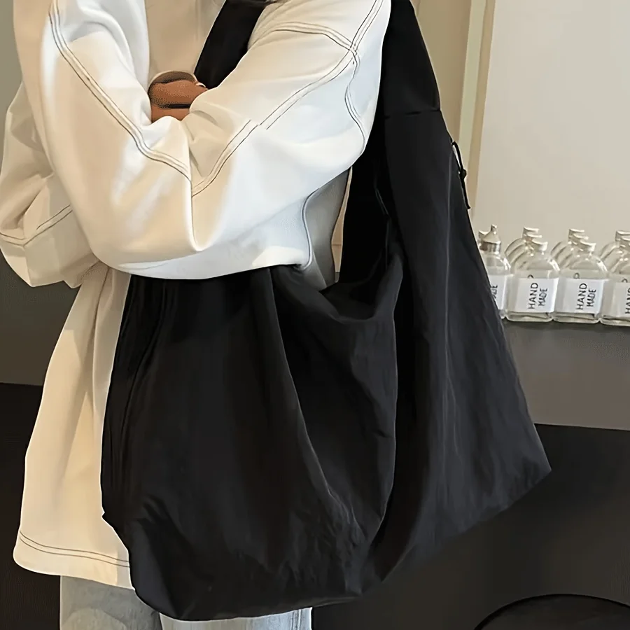 Casual Nylon Tote Bag for Women Handbag Shoulder Bag with Zipper Closure, Durable Easy Clean for Commuting, Work, Travel, Works