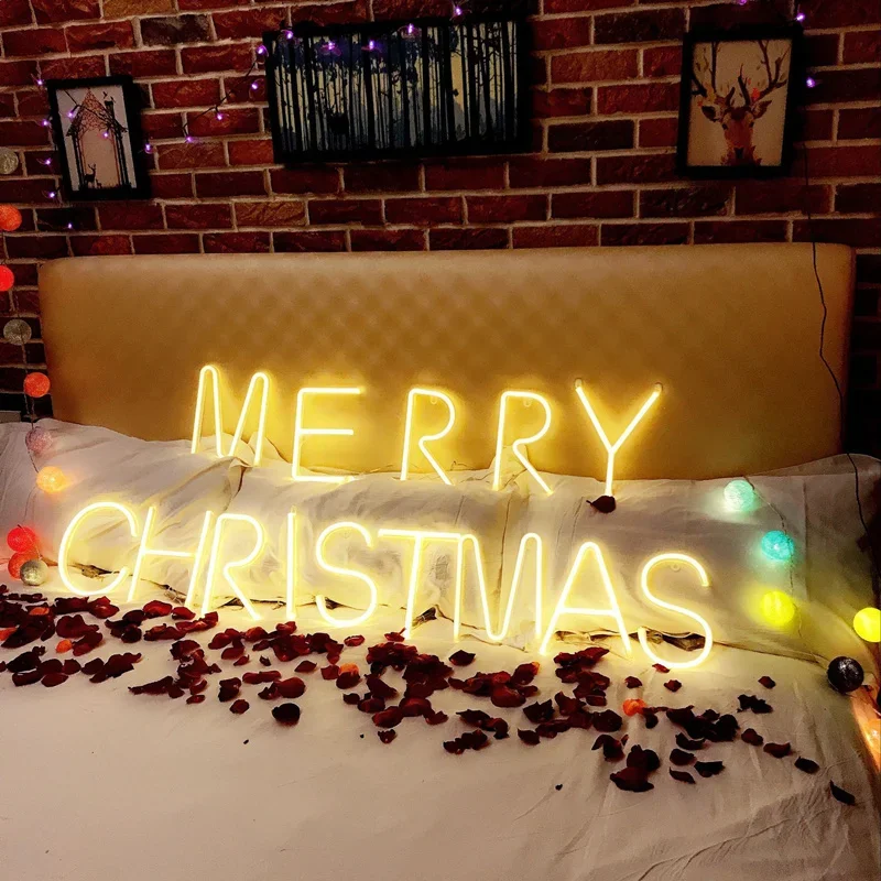 DIY Alpha Letters Lead Neon Sign Lights 3 Color Wedding Decoration Holiday Christmas Party Home Wall Decoration Night Light Bar