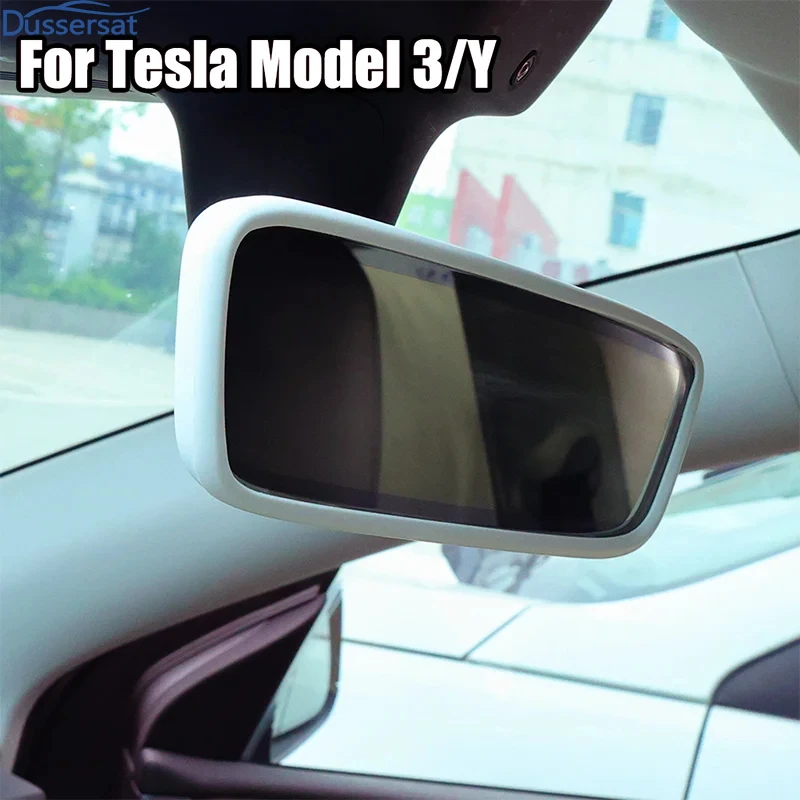 Tesla Model 3/Y Silicone Rearview Mirror Cover Edge Frame Protector Tesla Anti-Bump Protective Accessories Non-Slip Decoration