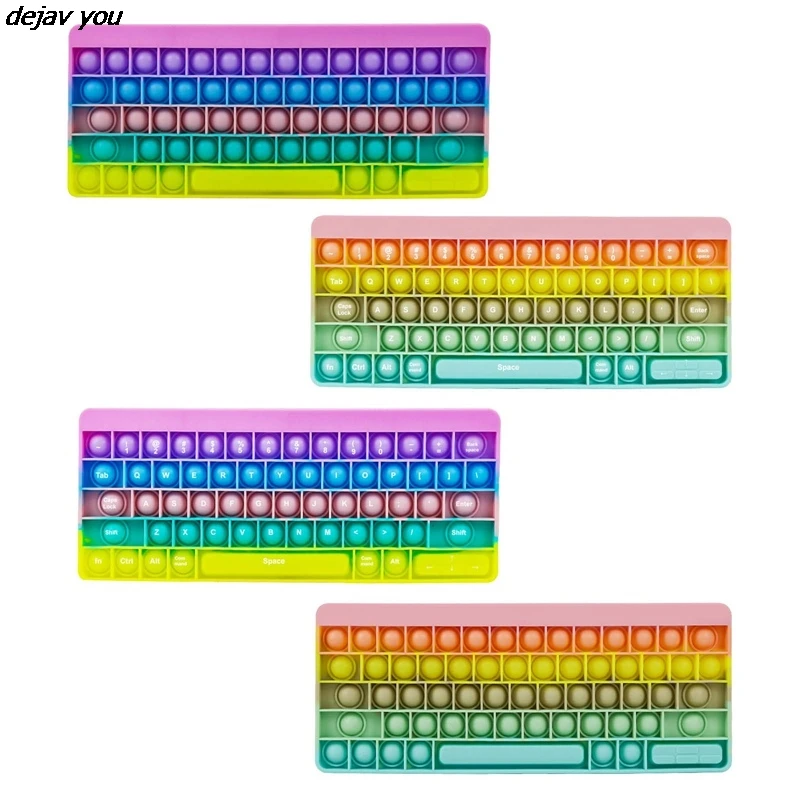 

Educational Rainbow Color Keyboard Push Bubble Fidget Toys Simple Anti Stress Sensory Autism Special Needs Decompression Toys