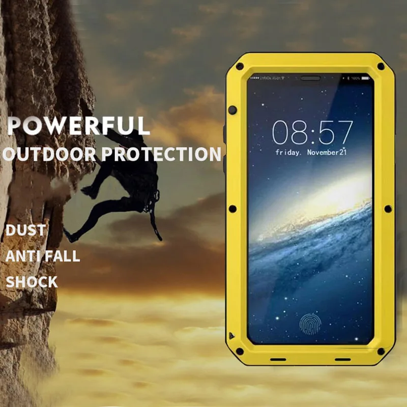 Luxury waterproof Doom Armor Shock Metal Aluminum Case for iPhone 15 14 13 12 8 7 Plus X 11 Pro XS Max XR Silicone Rugged Cover