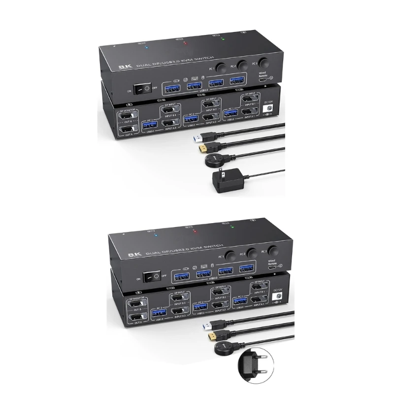 

Reliable 8K USB3.0 Displayport KVM Switchs for Stable Control KVM Switches KVM Switchs Expanders USB3.0 Device Hubs R58F