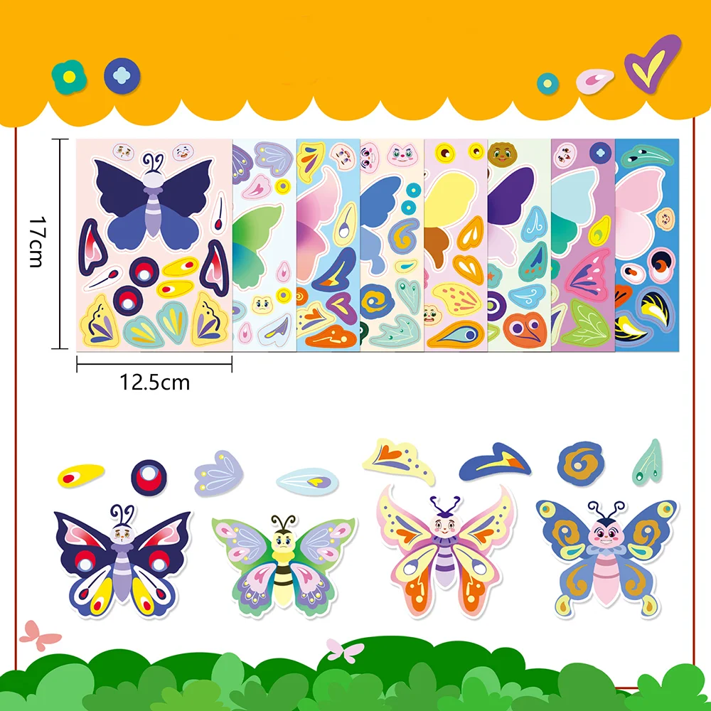 Cartoon Cute Butterfly Face Puzzle Stickers - Children's Educational & Waterproof Toy