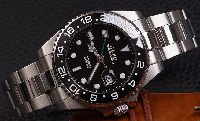 

Men mechanical automatic watch GMT black blue ceramic