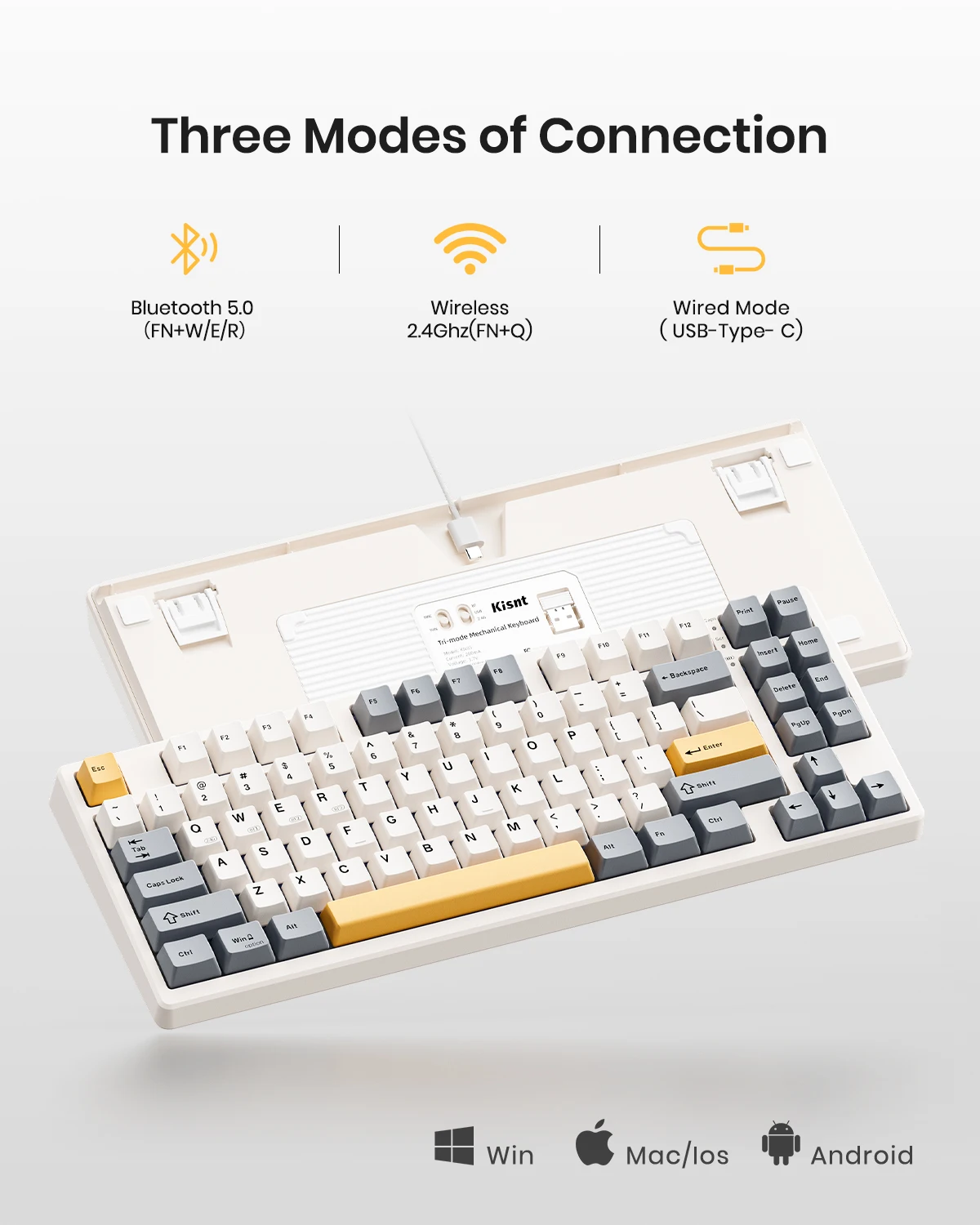 Kisnt ワイヤレスメカニカルキーボード、クリーミーサウンドを備えた
