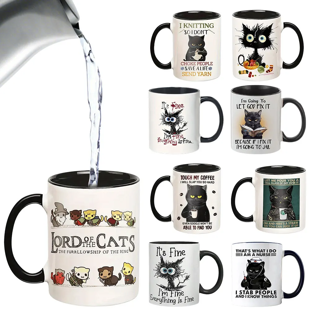 Ceramic Coffee Cup 11oz Lord Of The Cats Mug The Furrllowship Of Ring Cat Lovers Coffee Mug Ceramic Tea Cup for Coffee Tea and Hot Drinks Gift ceramic drinking cup ceramic cup coffee cup ceramic mug custom mug