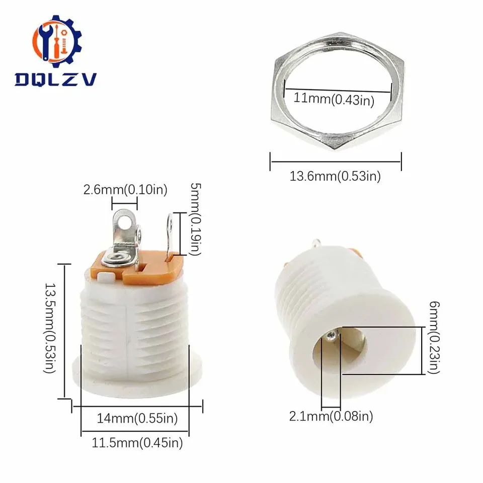 Connettore A Pannello DC 5.5x2.1 Mm | Con Fibbia A Dado In Metallo - Per Elettronica 50V - Foto 3