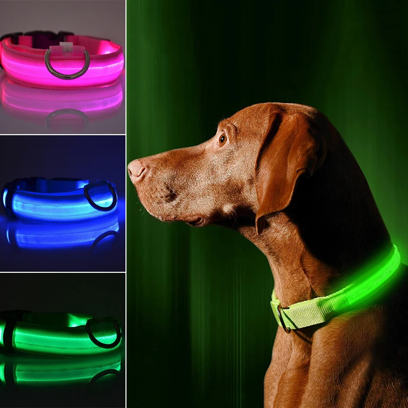 LED Glowing Dog Collars Light Luminous Flashing Glowing Bright Collar