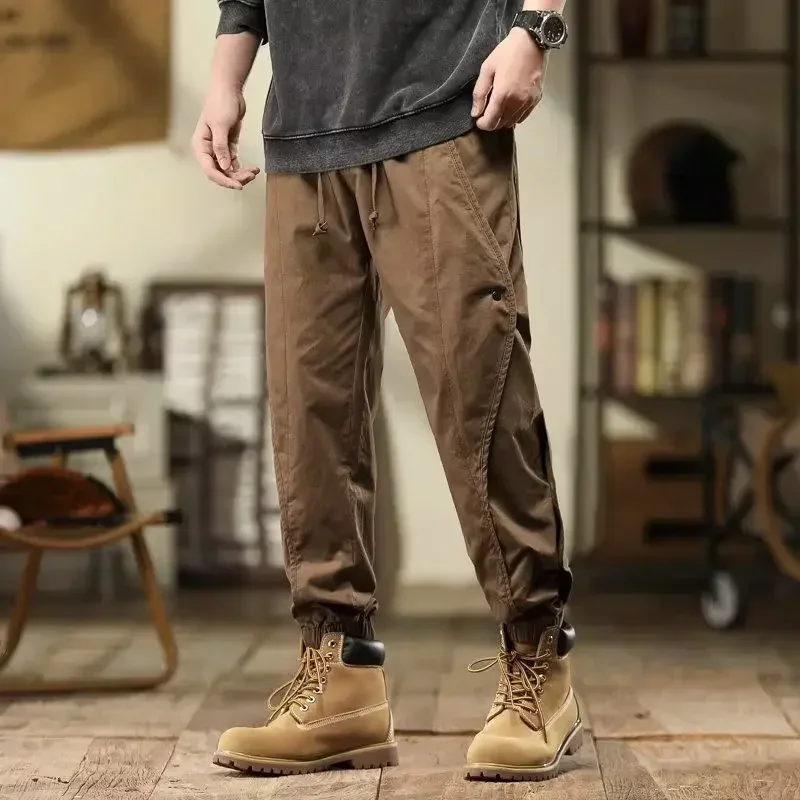 

Male Trousers Trekking Stacked Hiking Brown Men's Cargo Pants Outdoor Y2k Cotton Large Size Long with Free Shipping Aesthetic