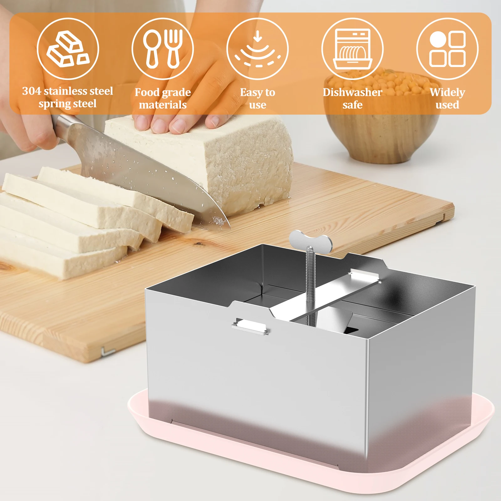 DIY Tofu Mold Kitchen Cooking Tool Set Kitchen Gadgets Homemade Stainless Steel Tofu Press Mould Soybean Curd Making Mold, tofu press mold