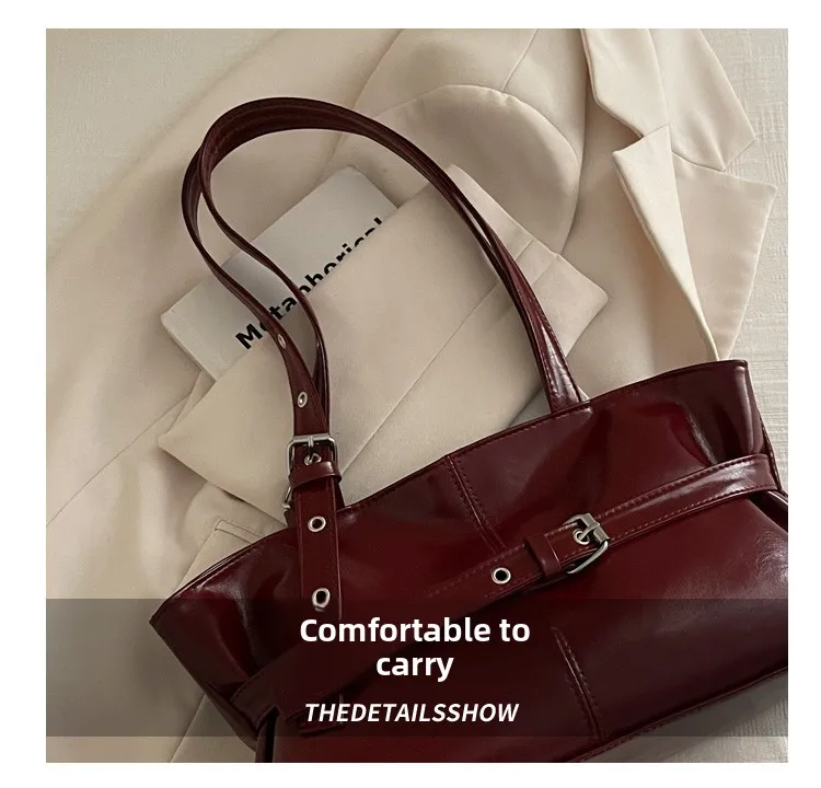 Large Capacity Women’s Shoulder Bag Tote Commuter Bag Simple Vintage Cross-Border New Style Bag Versatile Sensation 2025