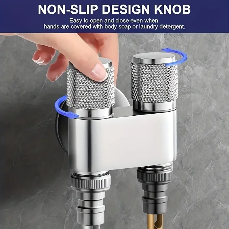 Dual Control Valve with Bidet Sprayer - Heavy-Duty 304 Stainless Steel Construction, 1-in-2-Out Dual Control System