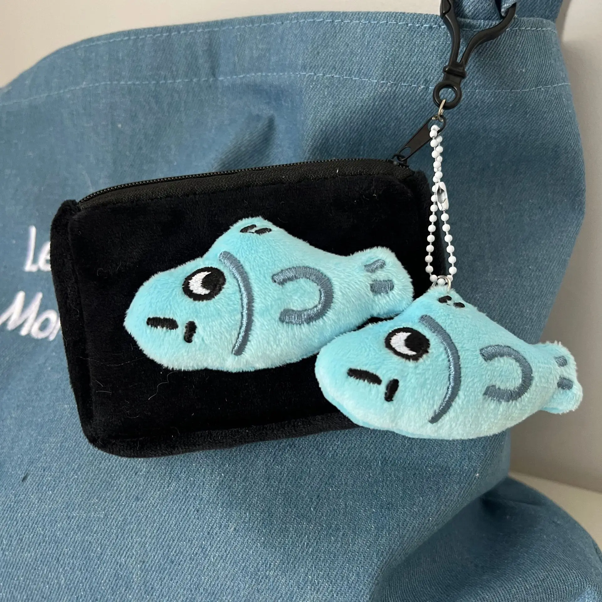 Cartoon Fish Coin Purse Creative Plush Pendant Keychain Mini Zipper Storage Bag Wallet Cute Fashion Earphone Pouch Ornament Gift
