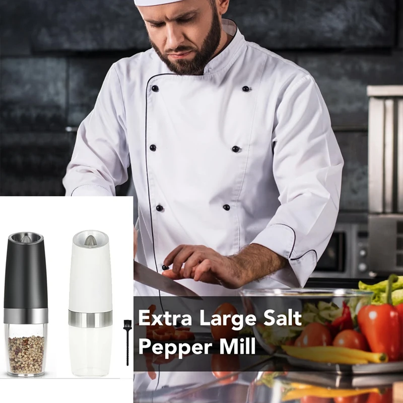 Electric Salt And Pepper Grinder Set Battery Operated Automatic Salt And Pepper Shakers Adjustable Coarseness LED Light Durable