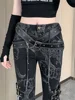 2024 Women's New Printing Flare Jeans Y2k Slimming Straight Leg Fashion Streetwear Denim Horseshoe Trousers Autumn/Winter 4