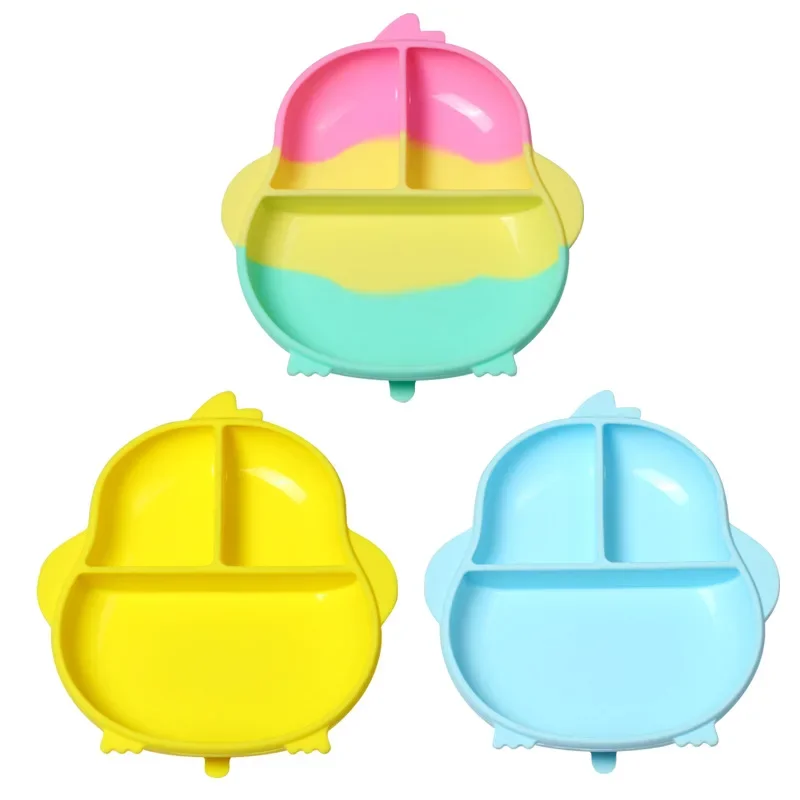 

Новая силиконовая тарелка детская мультяшная миска для дополнительного питания с присоской посуда для кормления ребенка