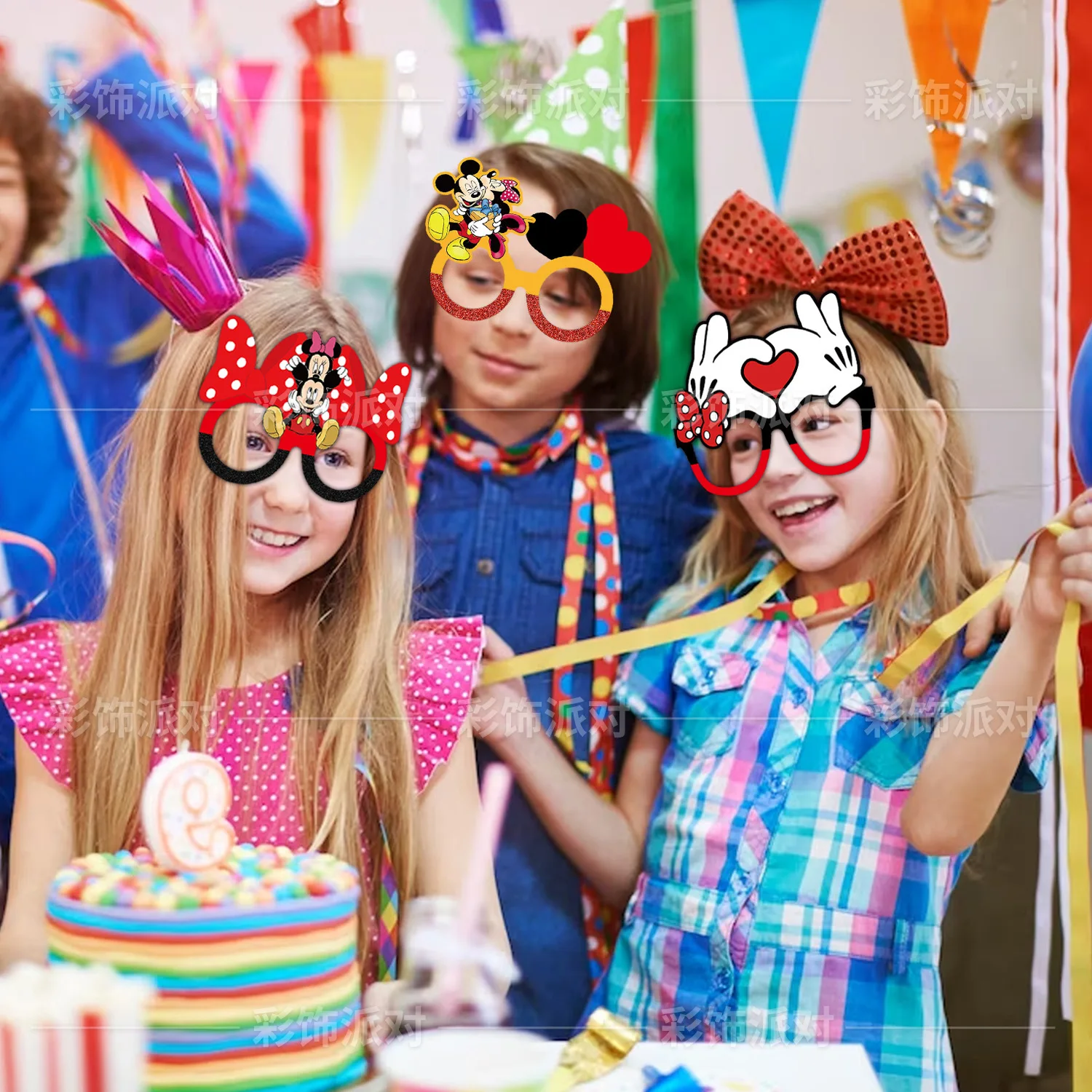 12 Disney Mickey Party Paper Glasses, Minnie Mouse Birthday Party Decorations, Eye Patches, Masks, Photo Props, Accessories,Gift