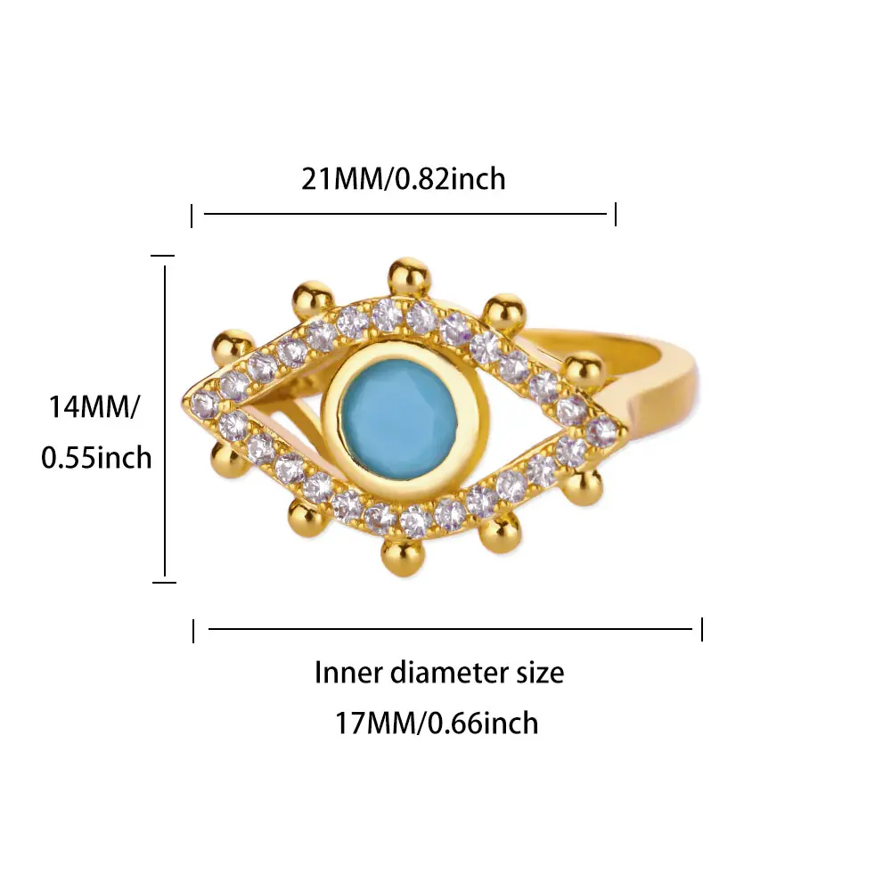 Zircon Evil Eye Rings Metal Gold Color