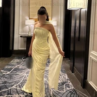 Customized Strapless Evening Dresses Pleat rhinestone Beading Draped Straight ProM Gown Modern Long Chiffon Backless Party Dress - Image 5