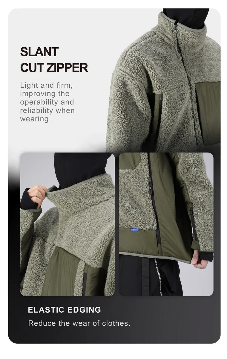 Reindee Lusion 22FW  Diagonal zipper fleece jacket warm coat spicing materials multiple pockets techwear gorpcore outdoor