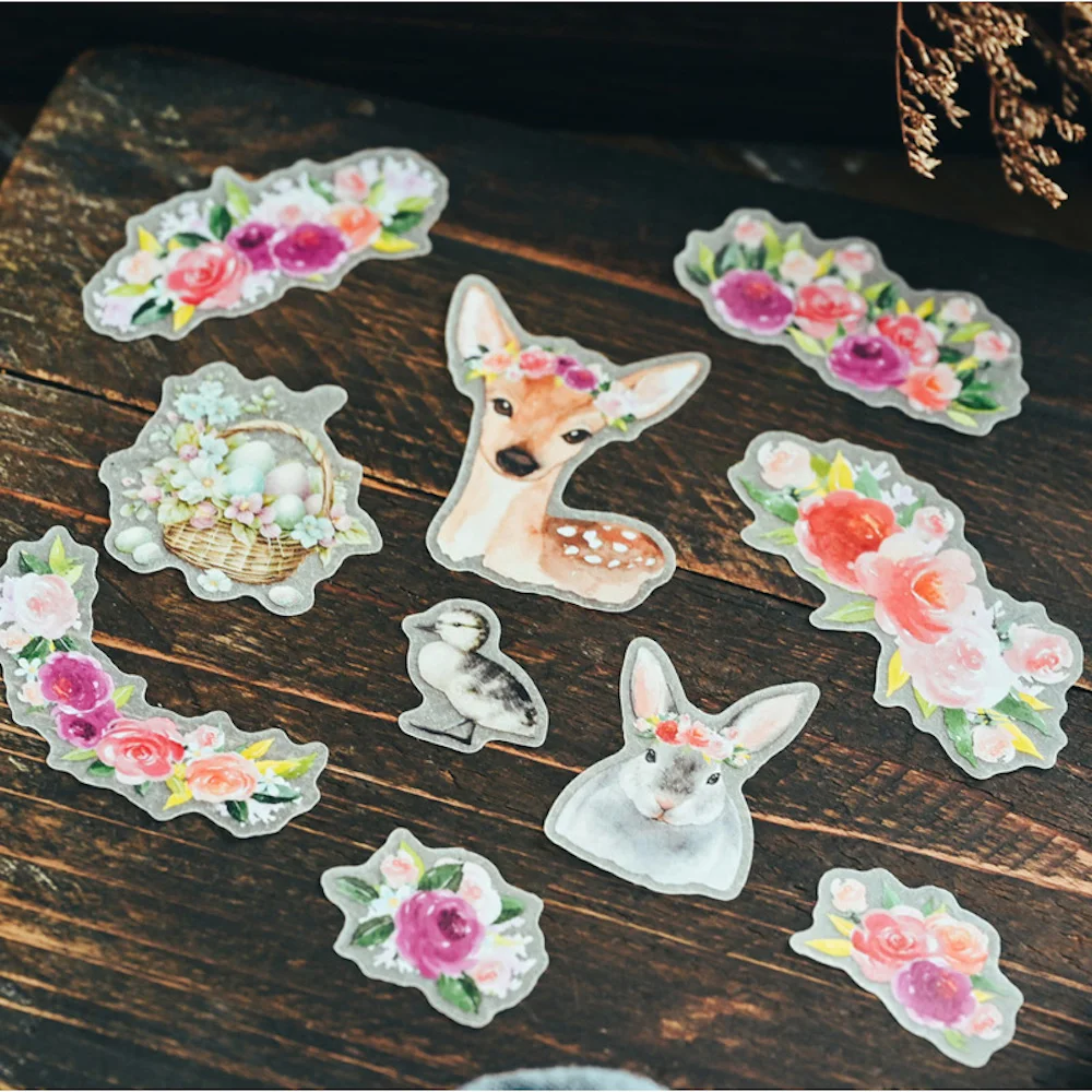 30pcs Spring Easter Vellum Paper Stickers for DIY Scrapbooking Album Junk Journal Paper Craft Decorations