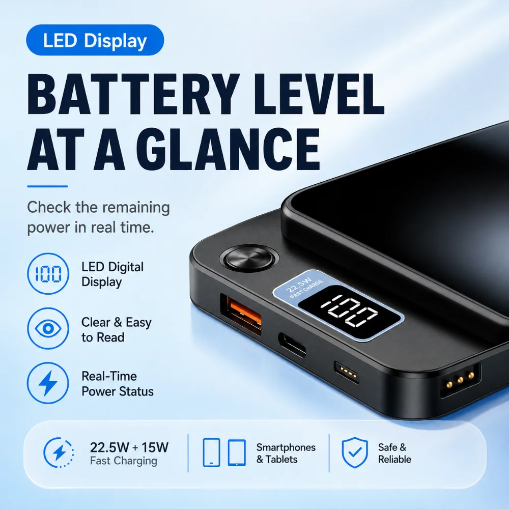 Magnetic Power Bank 20000mAh Large Capacity Wireless Fast Charging Suitable for IPhone Xiaomi Huawei Universal Mobile Power Bank - 3