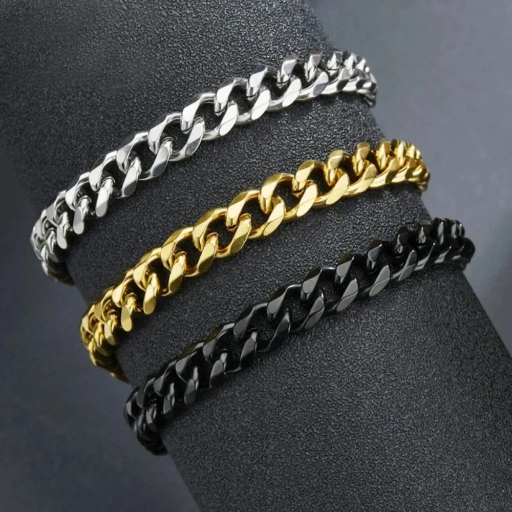 Cuban Chain Bracelet 3 5 7mm Width For Men Women Jewelry