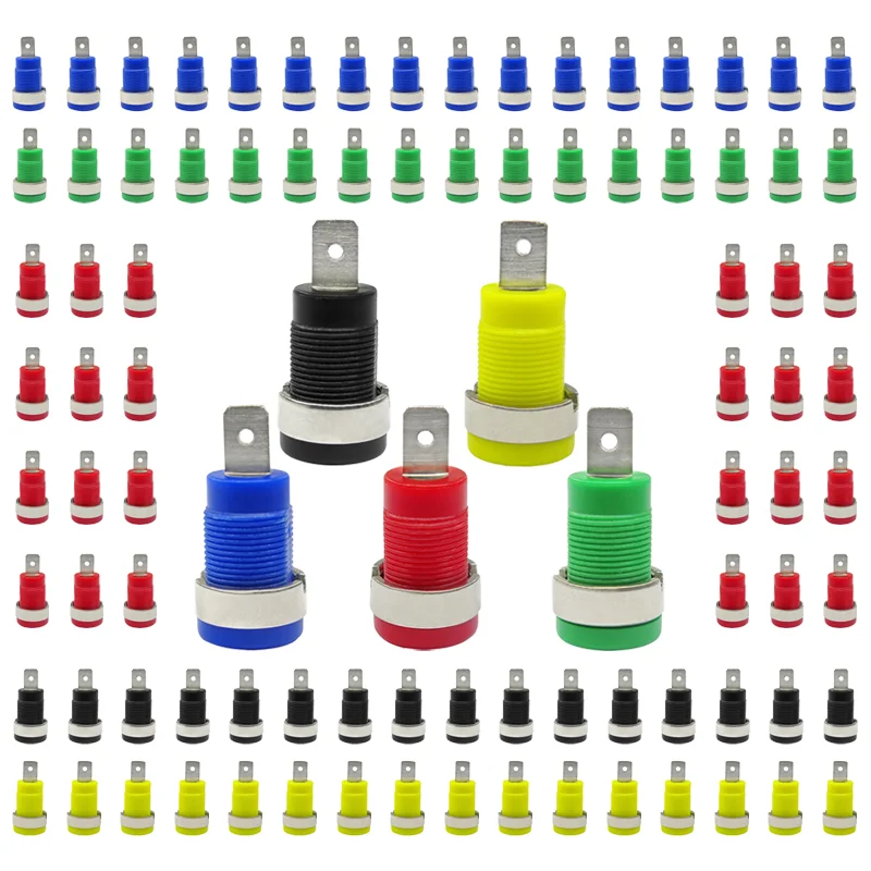 40/200PCS 32A 4mm 5 Colors Insulated Safety Banana Socket Terminal Female Jack Panel Mount Socket Binding Post Wire Connector