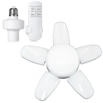 LED 전구 팬 블레이드 타이밍 램프 E27 28W 60W 접이식 Led 전구 램프, 가정용 천장 조명 리모콘 220V 110V