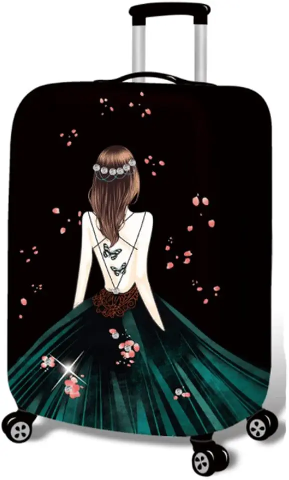 GirlLuggageProtectorCaseWashableTravelCuteGirlSuitcase