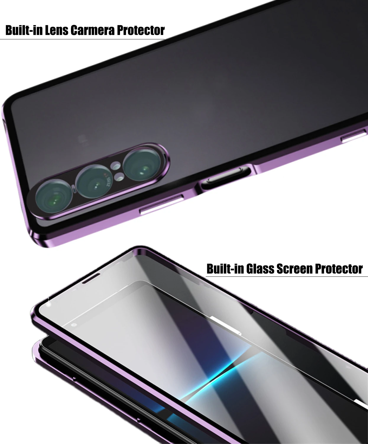 Premium Tempered Glass & Metal Bumper Shockproof Protective Phone Case