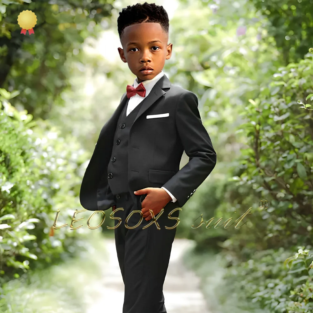 Traje de boda para niños, ropa Formal de fiesta de cumpleaños para niños, solapa con muescas, ropa personalizada, esmoquin