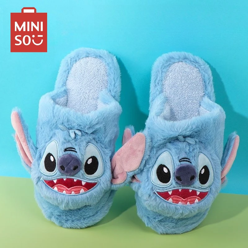 MINISO Winter Plush Slippers Lilo & Stitch Cosplay Shose Peripheral Products Gifts for Girls - Image 3