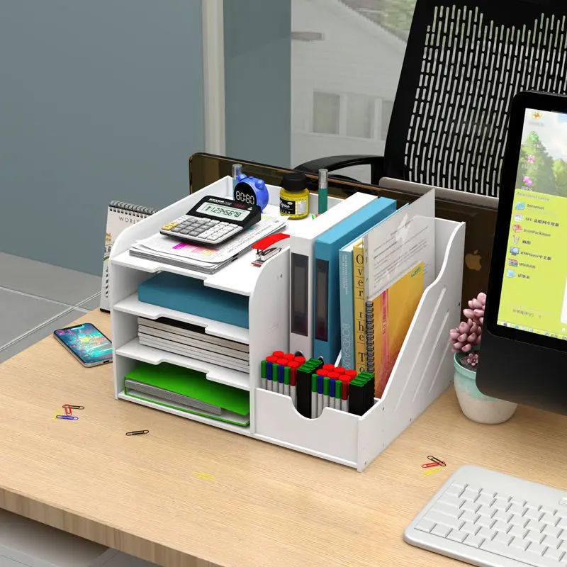 

Folder Storage Box Multi Layer Desktop Office Supplies Document Box Display Stand Multi Function Book Stand Folder Shelf