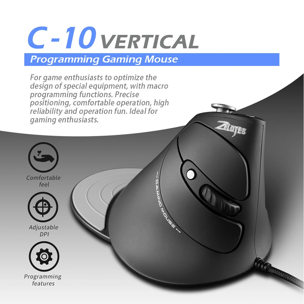 Bow Wired Gaming Mouse Programável 12 Botões Rgb Mouse para Gamer Desktop Laptop pc Ergonômico Vertical Mouse Joystick 10000dpi - Imagem 3