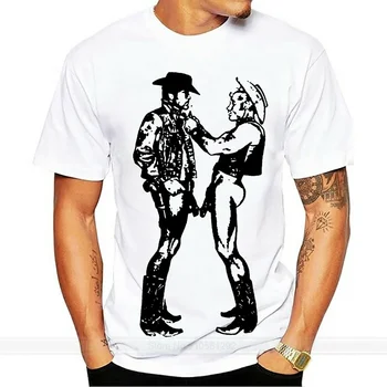 T-SHIRT GAY COWBOY CSD FETISH TOM OF FINLAND BOYFRIEND MALE LEATHER VEST male brand teeshirt men summer cotton t shirt 1