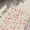 Swallow Window Pattern Peach Blossom Flower Antique Pear Blossom Adhesive 5D Nail Art Stickers Spring Manicure Decals 5