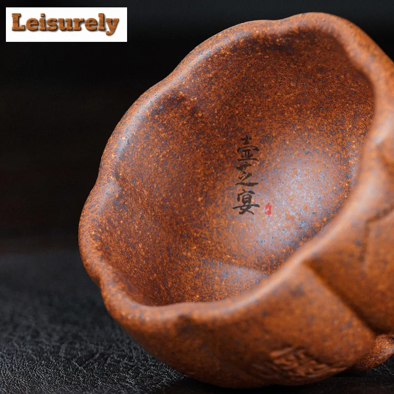 120ml Yixing Zisha Cloud Pattern Wood-fired Porcelain Teacup Creative Tea Bowl Mug Tea-tasting Personal Cup Chazhan Master Cups