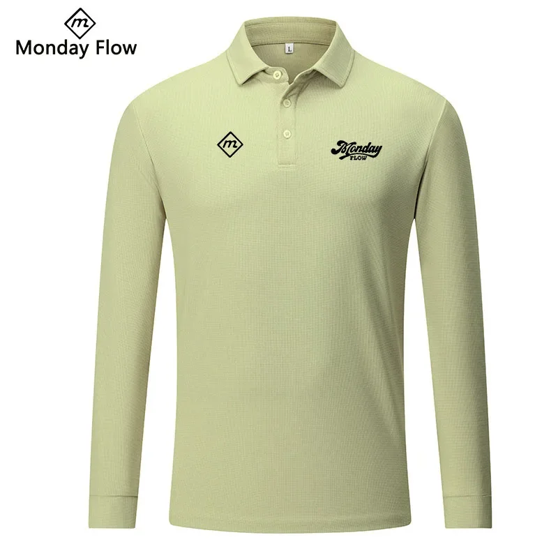 

Mondayflow Men's Golf Shirts Man Long Sleeves T Shirt Outdoor Sports Turn Down Full Sleeve Tshirt Men Winter Warm Golf Jerseys