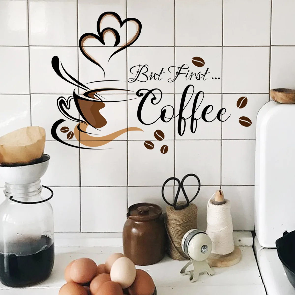 1pc Kitchen Wall Sticker Coffee Time Removable Decor Decal Office Restaurant and Bakery