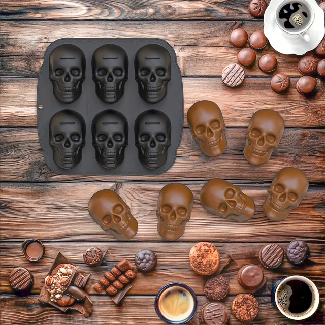 Skull Mold 3D Silicone Mold Candy Mold Chocolate Mold Ice Cube Tray  for DIY Cake Decorating Tool Baking Tools Accessories 6