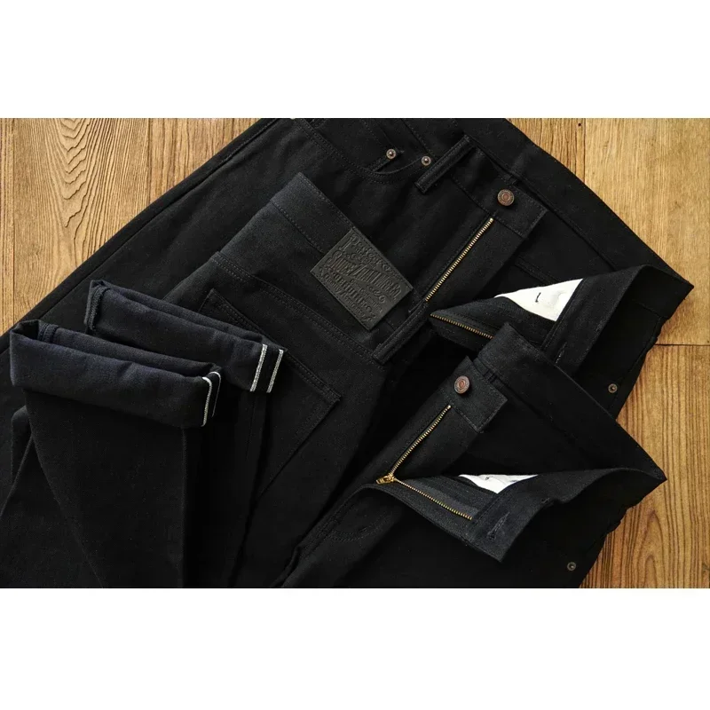 Sauce Zhan SZ6601-BL Mens Jeans Black Jeans Double-sided Dyeing Sanforized Selvedge Denim Jeans  16 Oz Regular Fit 4