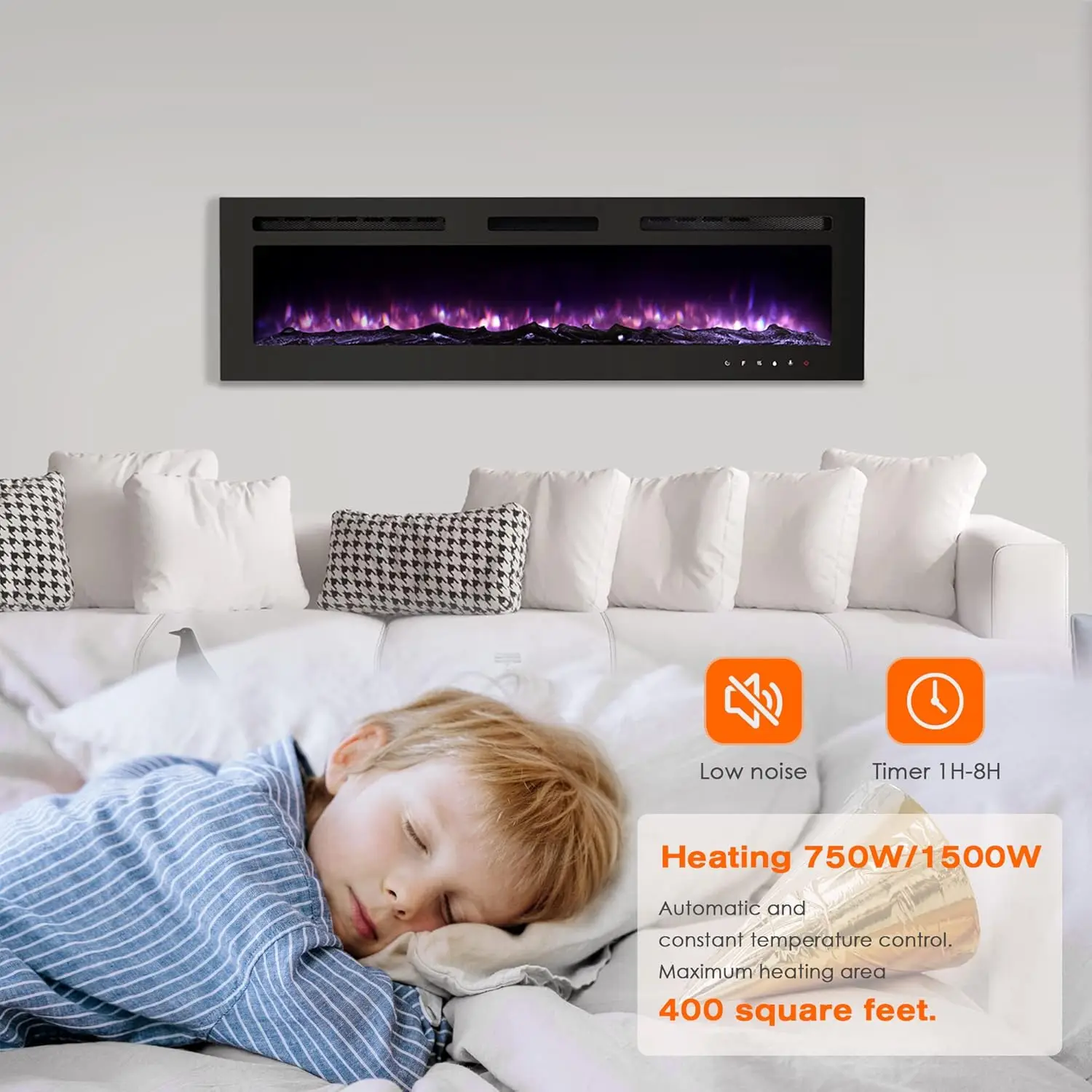 Electric Fireplace Inserts 60 inch Electric Fireplace Wall Mounted 4"D x 60"W x 17"H
