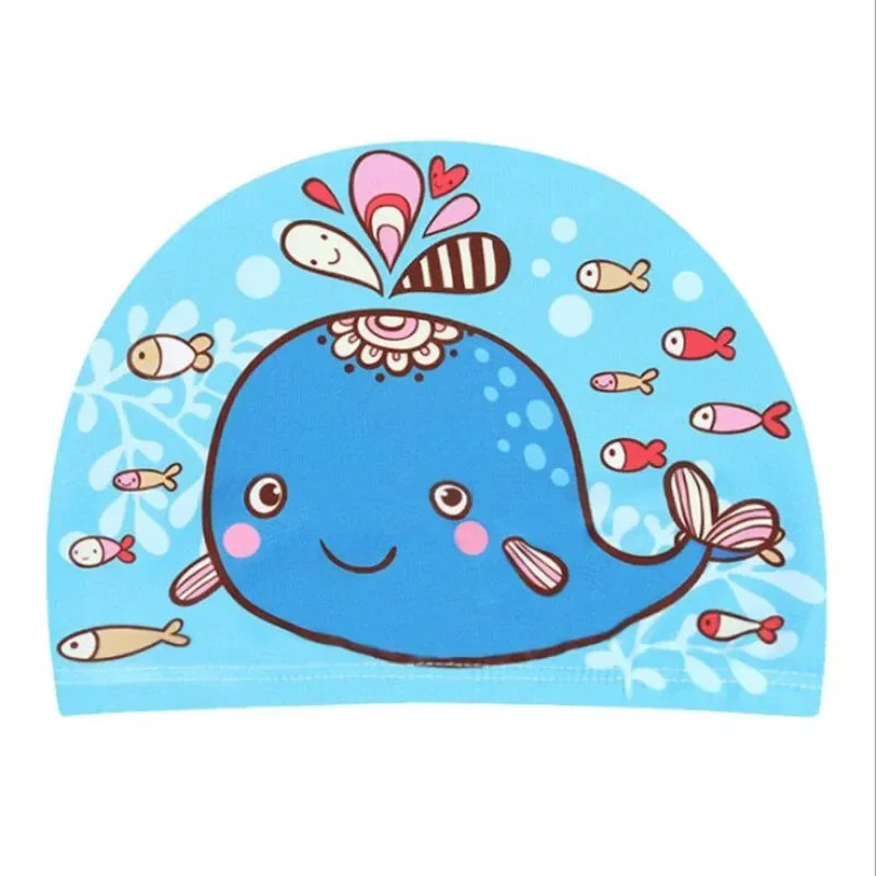 Elastic Fabric Cute Cartoon Swimming Cap for Children Long Hair Lovely Kids Protect Ears Swim Pool Hat for Boys Girls Swim Hat 6