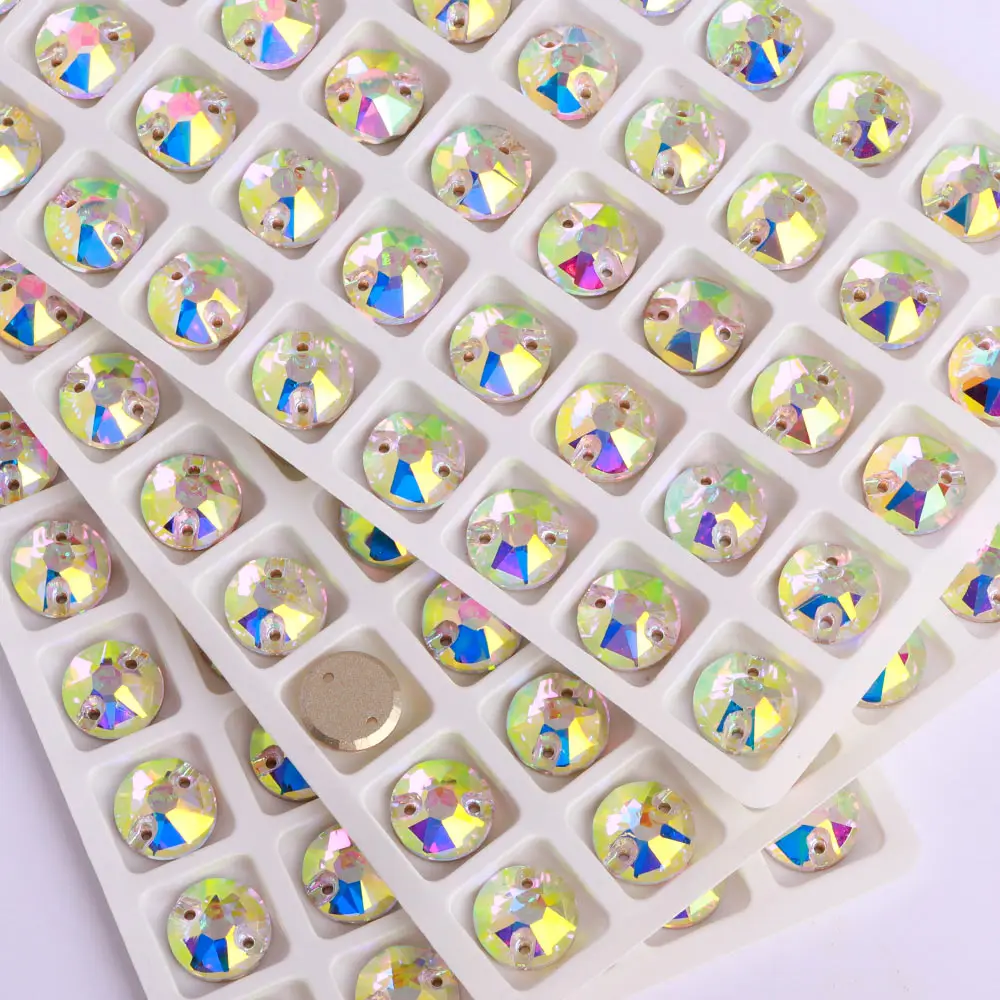 

8/10/12MM XIRIUS Round Sew-on Rhinestones Glass Crystal Flatback sew-on Stones DIY Sewing Accessories for Clothing Dress Deco